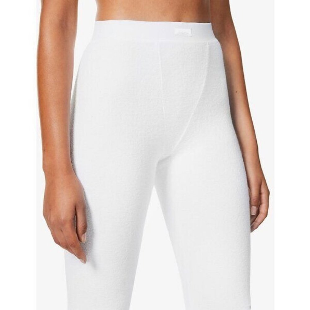 SKIMS Cotton-Blend High Waist Terry Towelling Leggings In Marble Size S